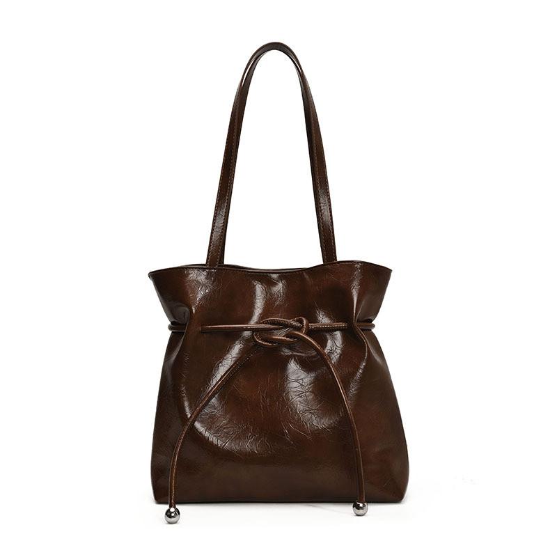 Minimalist Tote Bag For Women With Drawstring Closure Pu Material For Daily Use