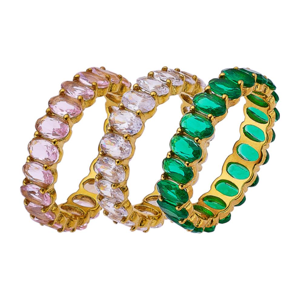 High-end Versatile Women's Ring Light Luxury Atmospheric Oval Inlaid Zircon Ring