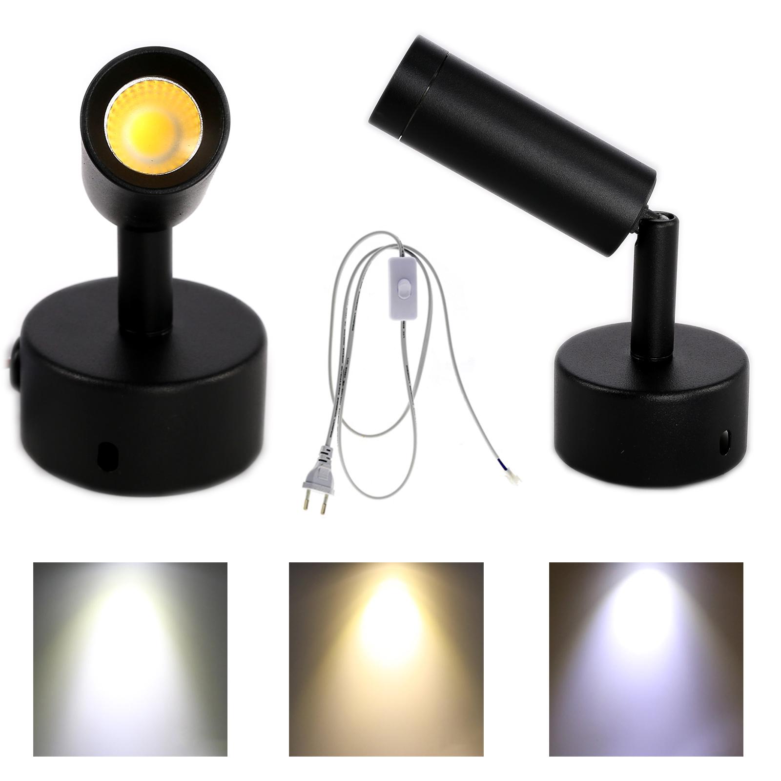 

5 Вт светодиодный настенный настольный прожектор для спальни с выключателем вилки США, ЕС