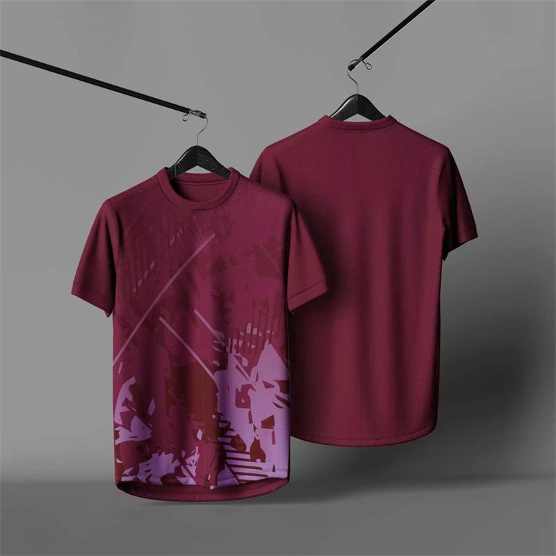 Simple Trendy Mens Sports T Shirts Summer Fashion Short Sleeve 3D Printed Gym T-shirts Loose Breathable Quick Dry Running Tees