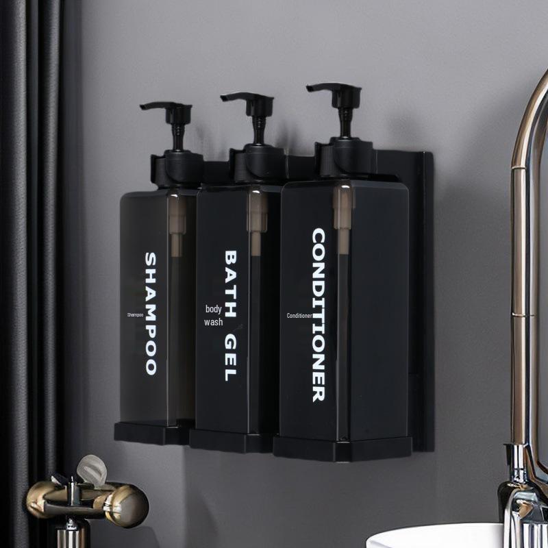 Punch-Free Wall Soap Dispenser: Hotel Bathroom Shampoo & Shower Gel Lockable Rack with Manual Press