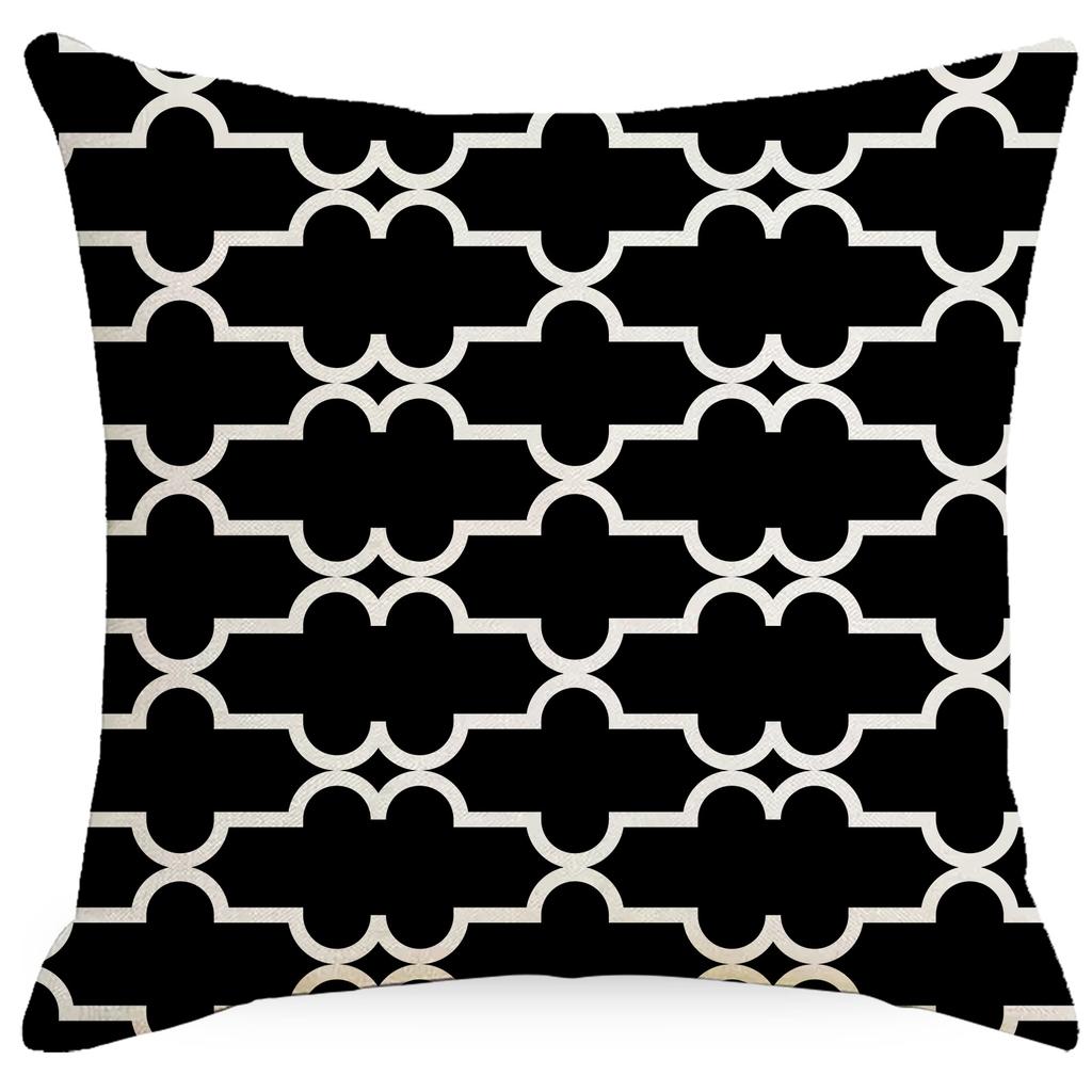 Modern Simple Black And White Pillow Living Room Sofa Bedroom Backrest Single Side Linen Abstract Striped Plaid Pillow Quality