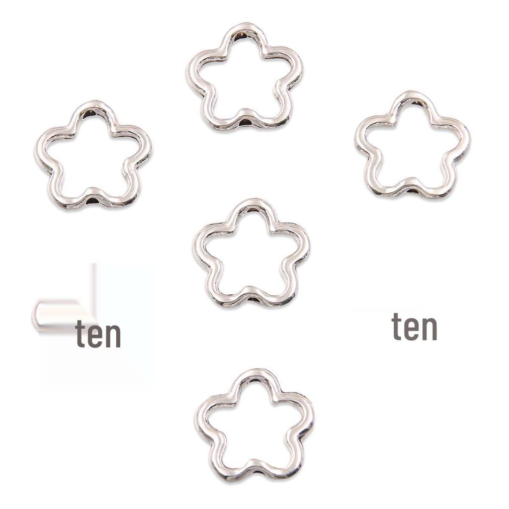 4 Styles Zinc Alloy 4-Petal Small Flower Pendant Beads for DIY Necklaces and Keychains