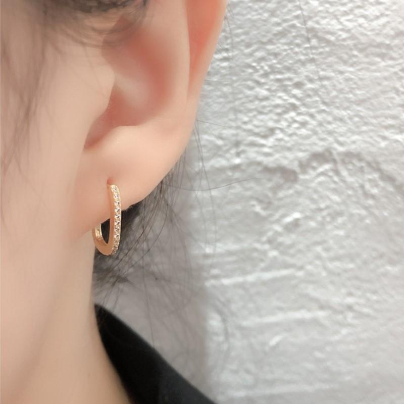 Silver Color Micro-inlaid Zircon U-Shape Hoop Earrings for Women Simple Square Earring Temperament Ear Jewelry Accessories