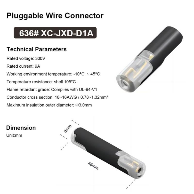 10Pcs Single Wire Plug-in Connector with Locking Buckle Quick Connection Cable Connector East to Installation
