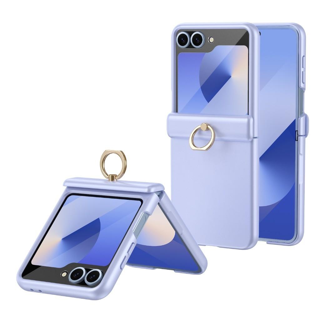 Front Tempered Glass Phone Case For Samsung Galaxy Z Flip 8 7 FE 6 5 Full Hinge Protection Ring Holder Kickstand Hard PC Cover