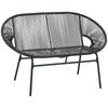 Poltrona in Rattan Sedia Relax in Stile Boho, 132 cm x 72 cm x 83 cm, Nero