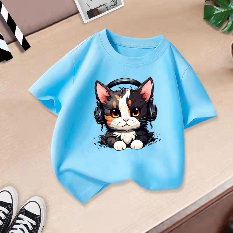 Kid T Shirt 2-13Y Fashion Printed T-shirt Round-neck Short-sleeve T-shirt Kids 100% Cotton Clothes