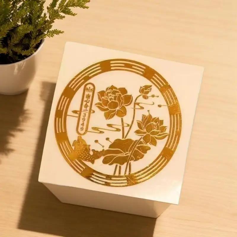 10pcs/set Lucky Carp Lotus Metal Sticker For Home Feng Shui Wealth Decoration Car Mobile Phone Decals