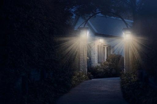 Dekoracyjna Lampa Lampka Solarna Led Czarna Ścienna Dekoracja Kinkiet Ip65