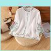 Vintage Embroidered Cotton Shirt For Women With Patchwork And Seven Quarter Sleeves Summer Casual Wear