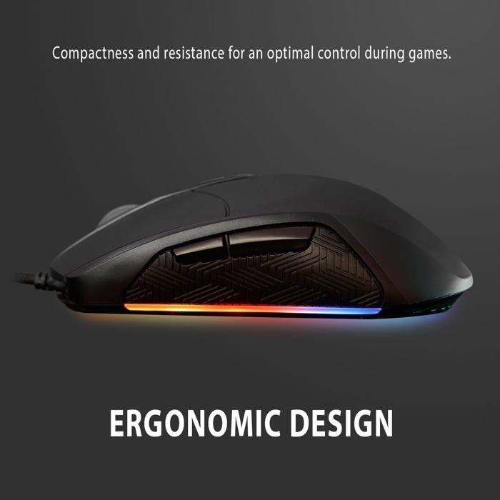 Souris de jeu - spyco - mo-101 - ergonomique - 7200 dpi - rvb 6 effets de couleur