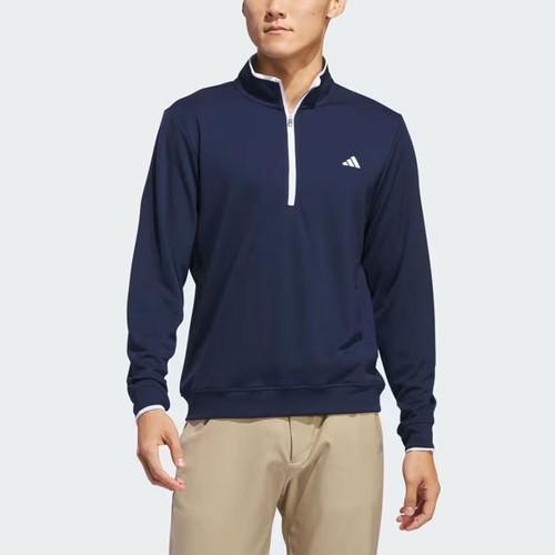 adidas Solid Color Golf Sports Half-Zip Long Sleeve Jacket for Men, Dark Blue