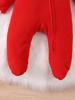 Red Baby Footed Zipper Romper, Long Sleeve Sleeper Onesie, Newborn Infant Solid Color Jumpsuit