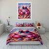 Cute pink crab on beach cartoon Print Bedding Set 1 Duvet Cover 2 Pillowcases for Adult and Children Luxury Gift Full Size