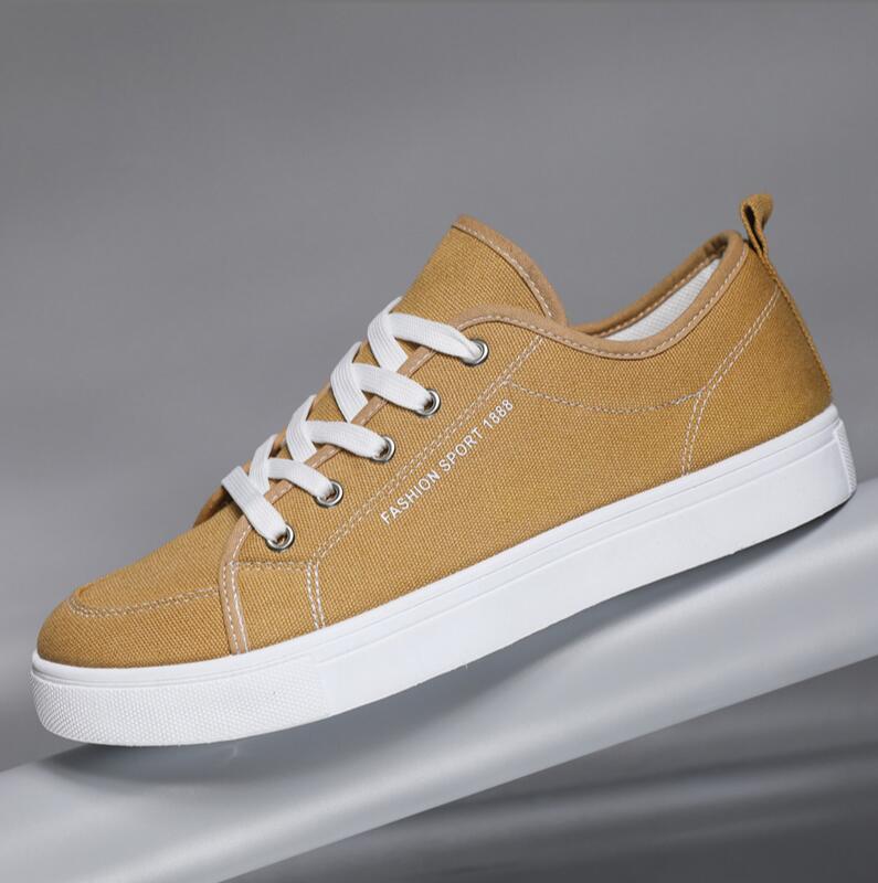 2025 New Blue Men's Casual Canvas Shoes Lace-Up Flat Luxury Design Anti-Slip Sneakers Couple Board Shoes Plus Size 45/46