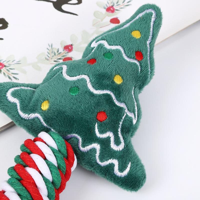 Pet Christmas Dog Teething Toys: Cute Cartoon Cotton Rope for Teeth Cleaning