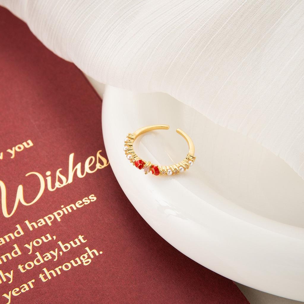 Summer French Light Luxury Enamel Bow Open Ring Women'S Cold Sense Simple Exquisite Fashion Jewelry