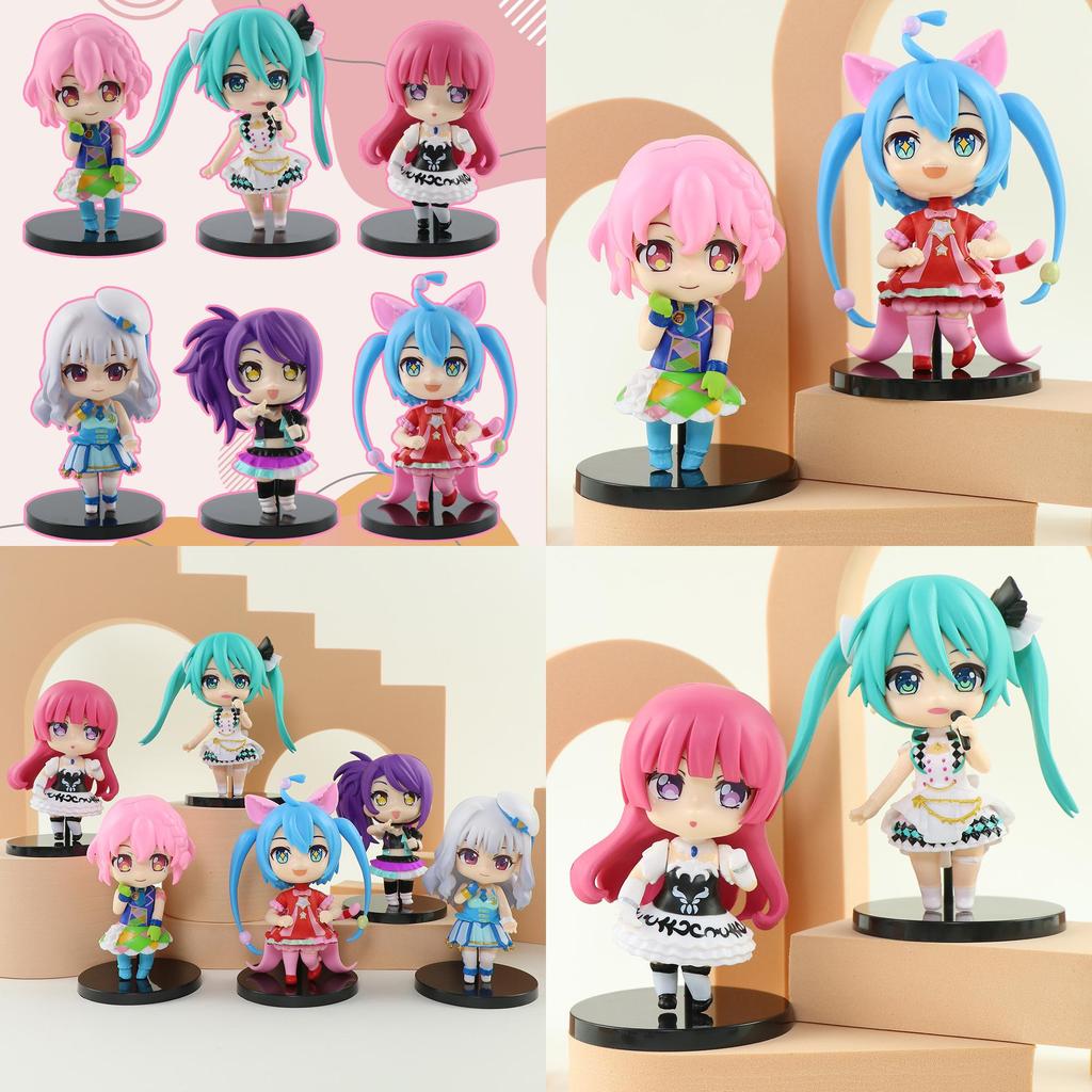 New 6 Models Hatsune Miku Figures Pvc Anime Peripheral Hatsune Beauty Girl Decoration Doll Machine Decoration Characters)