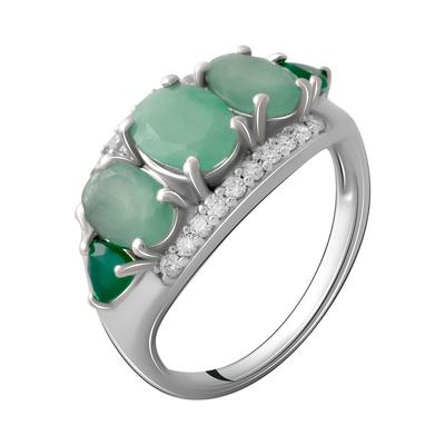 Silberring mit natürlichem Smaragd 2,02 ct, Achat (2065142)