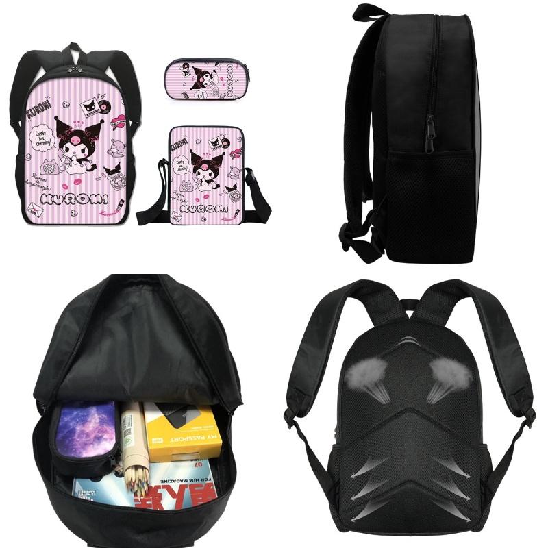 Kuromi Student Backpack Set With Pen Case And Shoulder Bag