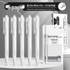 Japanese Style Press-Type White and Black Pen Set with Brush Stroke Tip, Smooth 0.5mm Black Ink for Students