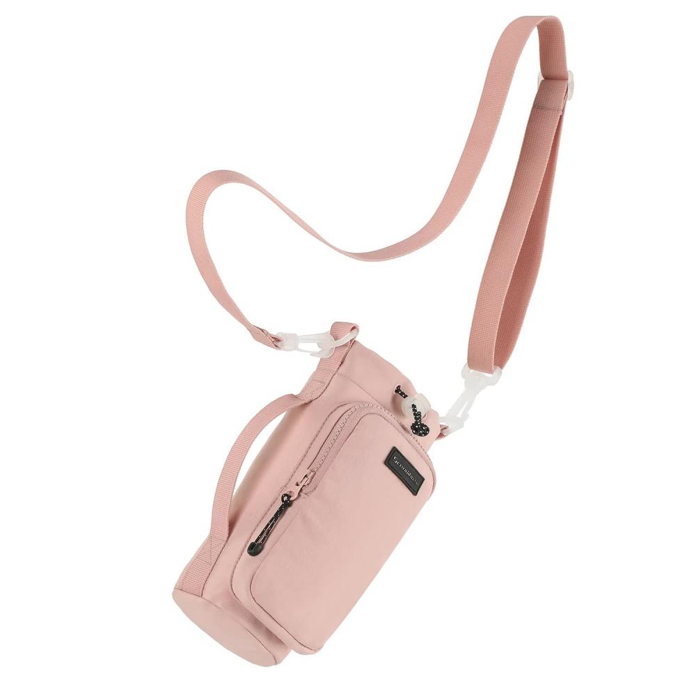 

Портативная сумка для переноски бутылок с водой, дорожная сумка через плечо, карман для телефона с держателем для чашки/бутылки с водой розовый