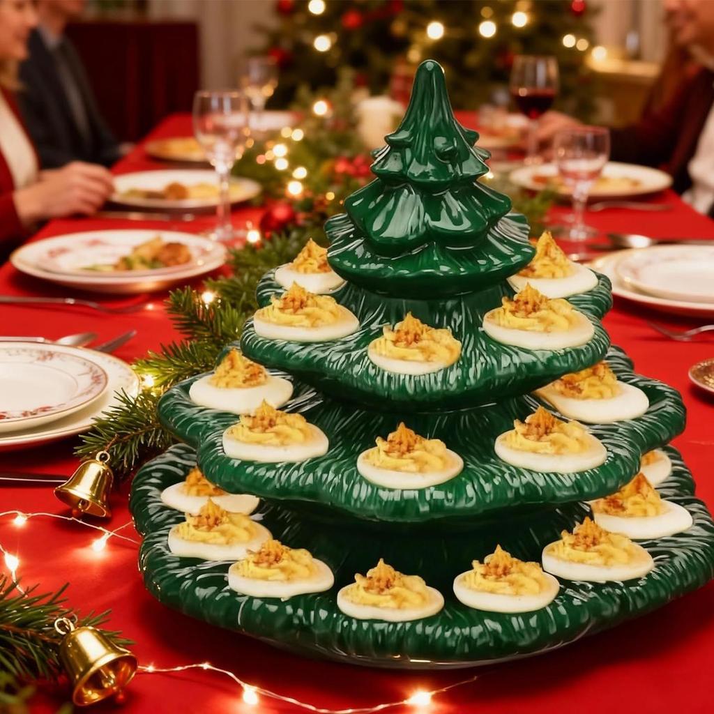 Christmas Deviled Egg Plates Resin Serving Platter Carrier Deviled Egg Tray Container For Easter Thanksgiving Holiday Gatherings