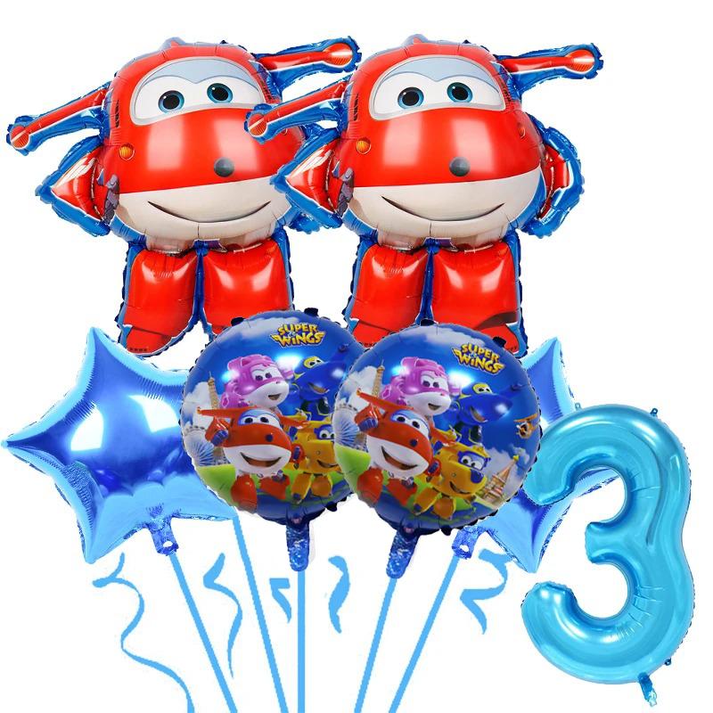 Fly Wings Foil Balloons Air Globlos Happy birthday Party Decoration Party Supplies Kids Favor Cartoon Movie Character Number Kit
