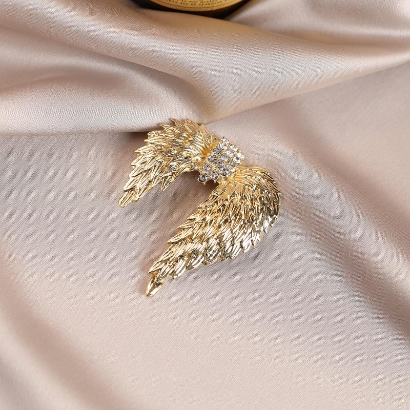 Vintage Women Men Feather Crystal Brooch Retro Pin Casual Party Accessories New Gifts Friends Decoration