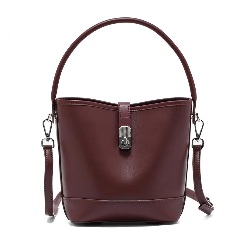 

Women s Cow Leather Durable Shoulder Bag Female Retro Luxury Designer Cowhide Handbags Ladies Cute Fashi Crossbody Bags Lady 18x11.5x21cm темно-красного