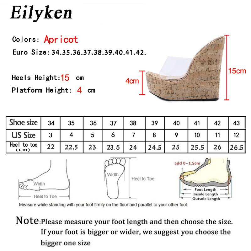 Fashion Eilyken Summer Concise PVC Transparent Peep Toe Platform Wedges Women Slippers Sandals Fashion High Heels Female Shoes