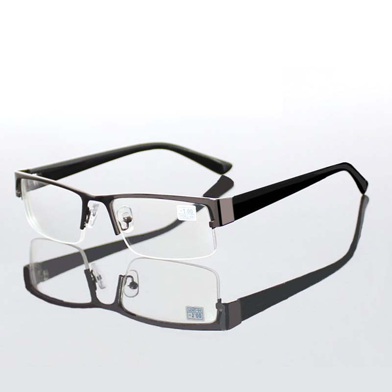 Metal Stainless Myopia Eyeglasses Computer Men Eyeglasses Half Frame Spectacles Anti Blue Ray Eyeglass -1.0 -1.5 -2.0 to -5.0 -6.0