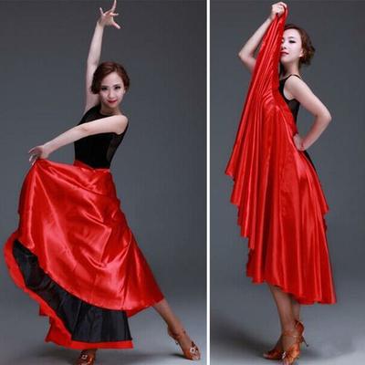 Großer Schwung Spanisches Flamenco-Tuch Rock Polyester Paso Doble Tanzkleid Kinder Mädchen