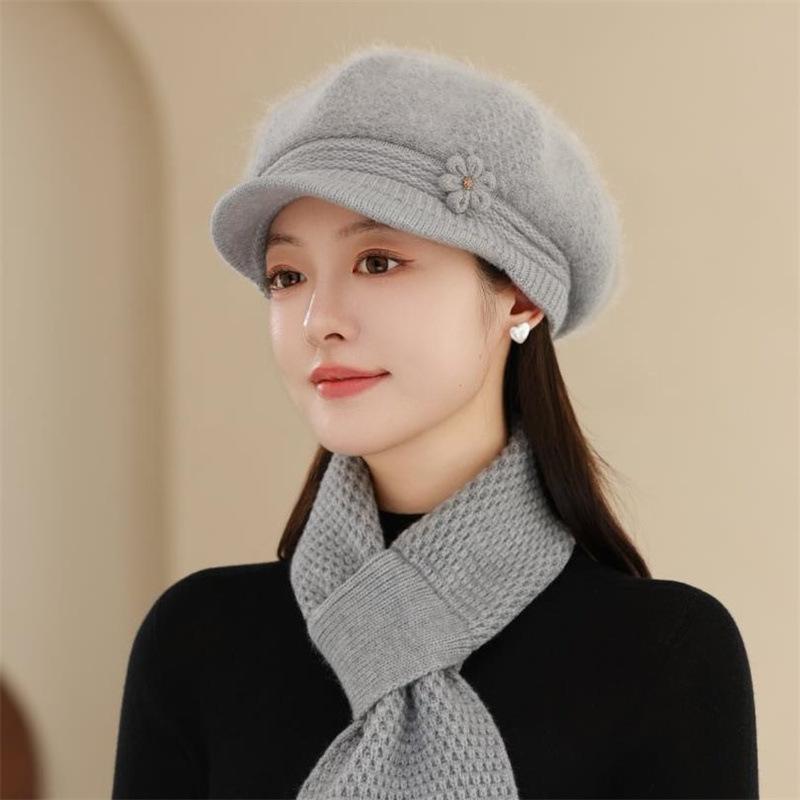 Winter Hats for Women Knitted Hats for Middle Aged and Elderly Mothers Plus Fleece Hats for The Elderly Autumn and Winter Warm Cycling Scarves