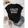 Phrase & Geometric Vibrant Purple Round Spring Summer Vacation Wear Women's Casual Short Sleeve T-Shirt with Italian