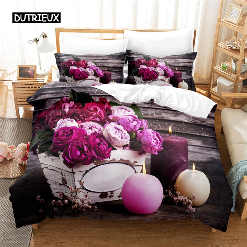 Beautiful Flowers Bedding Set Duvet Cover Set 3d Bedding Digital Printing Bed Linen Queen Size Bedding Sets Fashion Design