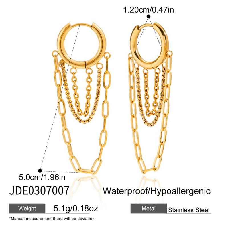 Women Classic Trendy 18K Gold Color Plated Chain Tassel Drop Earrings Hypoallergenic Waterproof Stainless Steel Jewelry Party