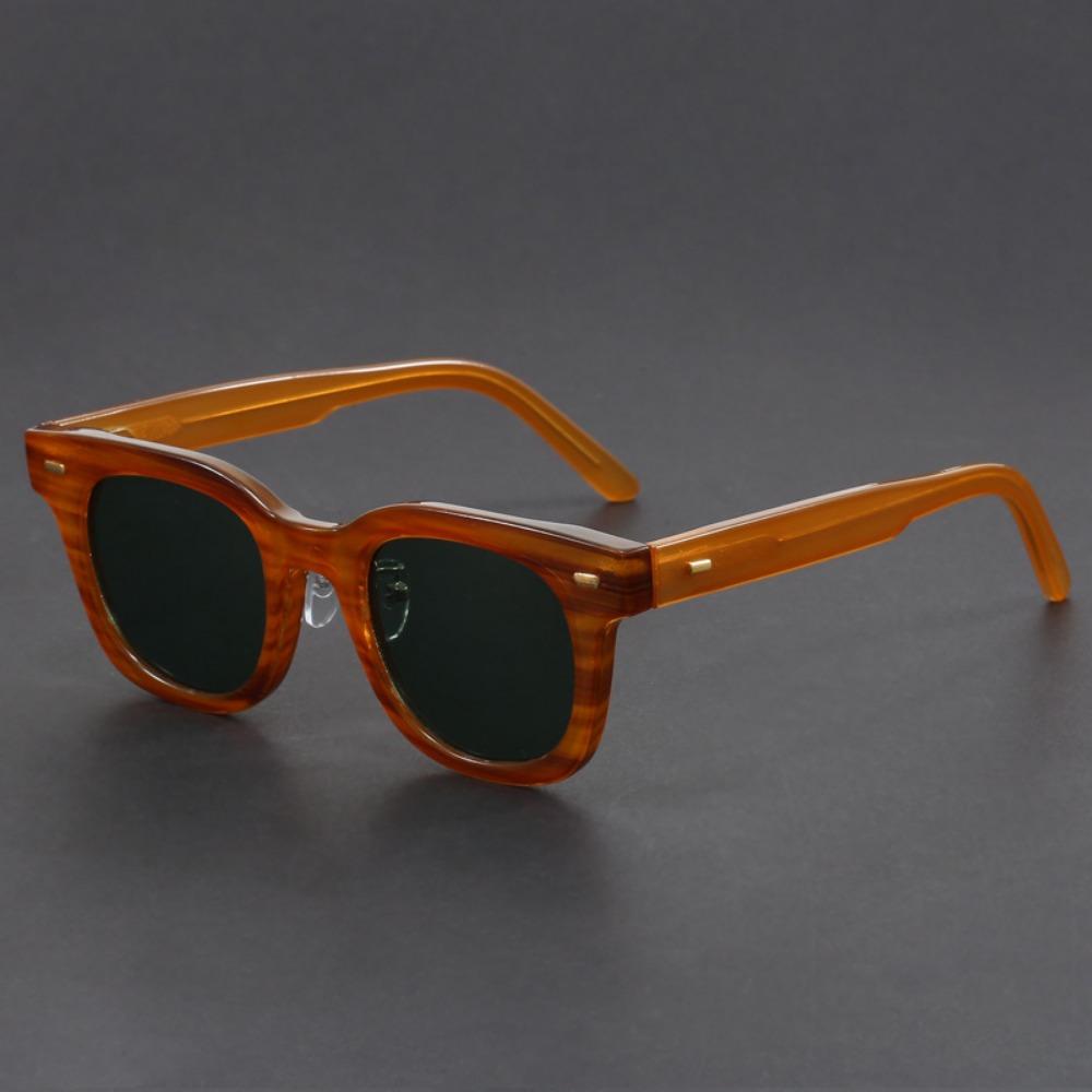 

Thick Frame Two-color Glasses Handmade Retro Mens Literary Myopia Glasses Square GlassesFrame Anti-UV Small Frame Sunglasses