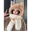 Keep Warm Fox Ear Hat Scarf Gloves Windproof Winter Plush Scarf NEW Scarf Gloves  Autumn Winter