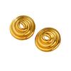 GEMCHIC Women's Hollow Spiral Thread Circle Stainless Steel Earrings Luxury Gold Studs