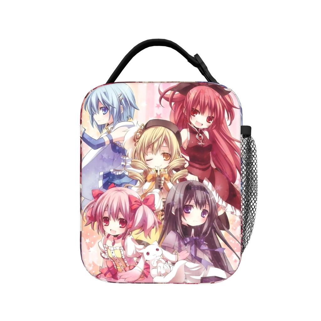Anime Puella Magi Madoka Magica Insulated Lunch Bag Thermal Bag Reusable,Meal Container Comic Large Tote Lunch Box Food Handbags