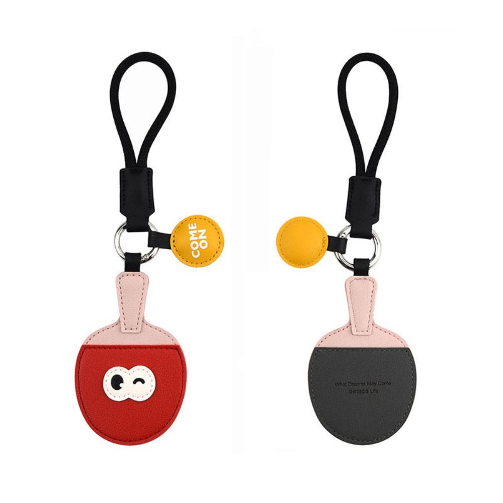 Wrist Strap Table Tennis Leather Pendant Hand-sewn Badminton Cartoon Keychain  Sports Fans