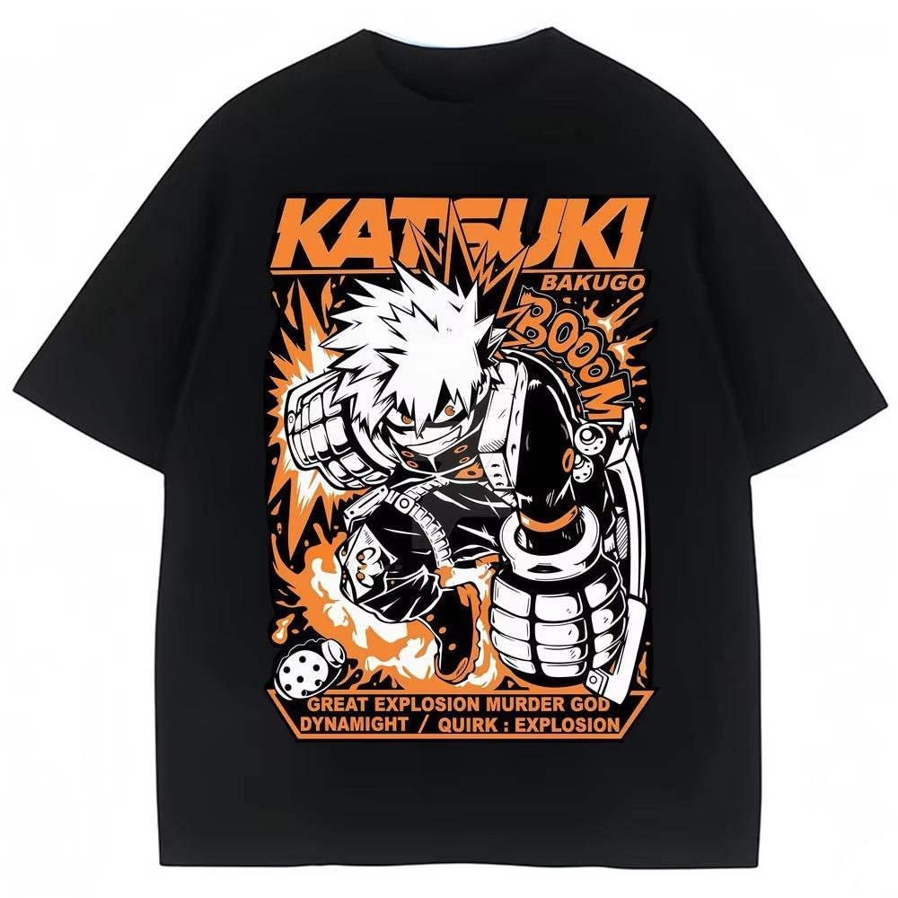 Anime My Hero Academia Bakugo Katsuki Print TShirts Vintage Harajuku Fashion Unisex Women Tshirts pure Cotton Casual T Shirt