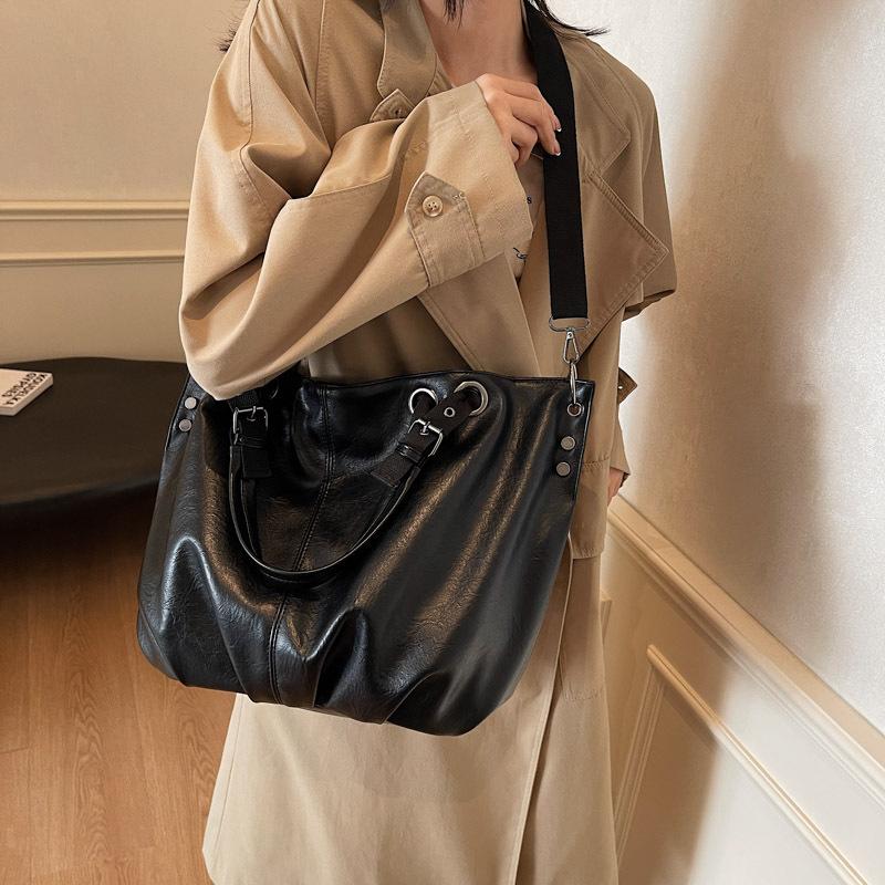 New Casual Style Canvas Satchel Large Capacity Daily Commuter Pocket Shoulder Bag