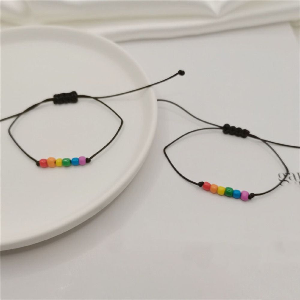 2Pcs Candy Color Rainbow Heart Bracelet Adjustable Friendship Braided Bracelet  Couples