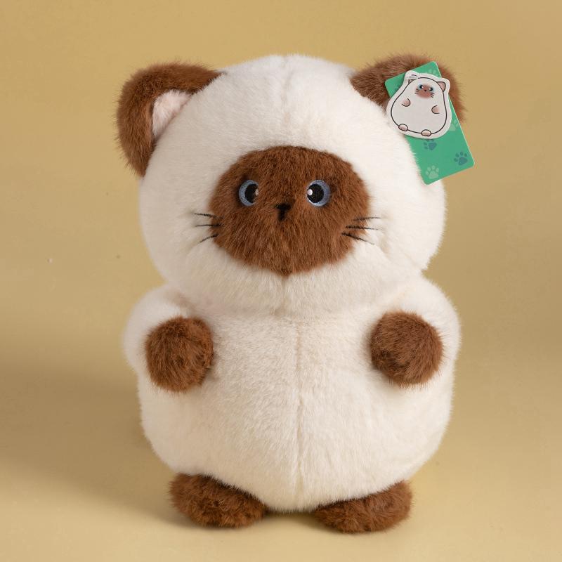 Adorable Sweet Cat Plush Toy Sets Fluffly Stuffed Animals Plush Fat Round Kitten Dolls for Girls Gifts Home Decor 30cm