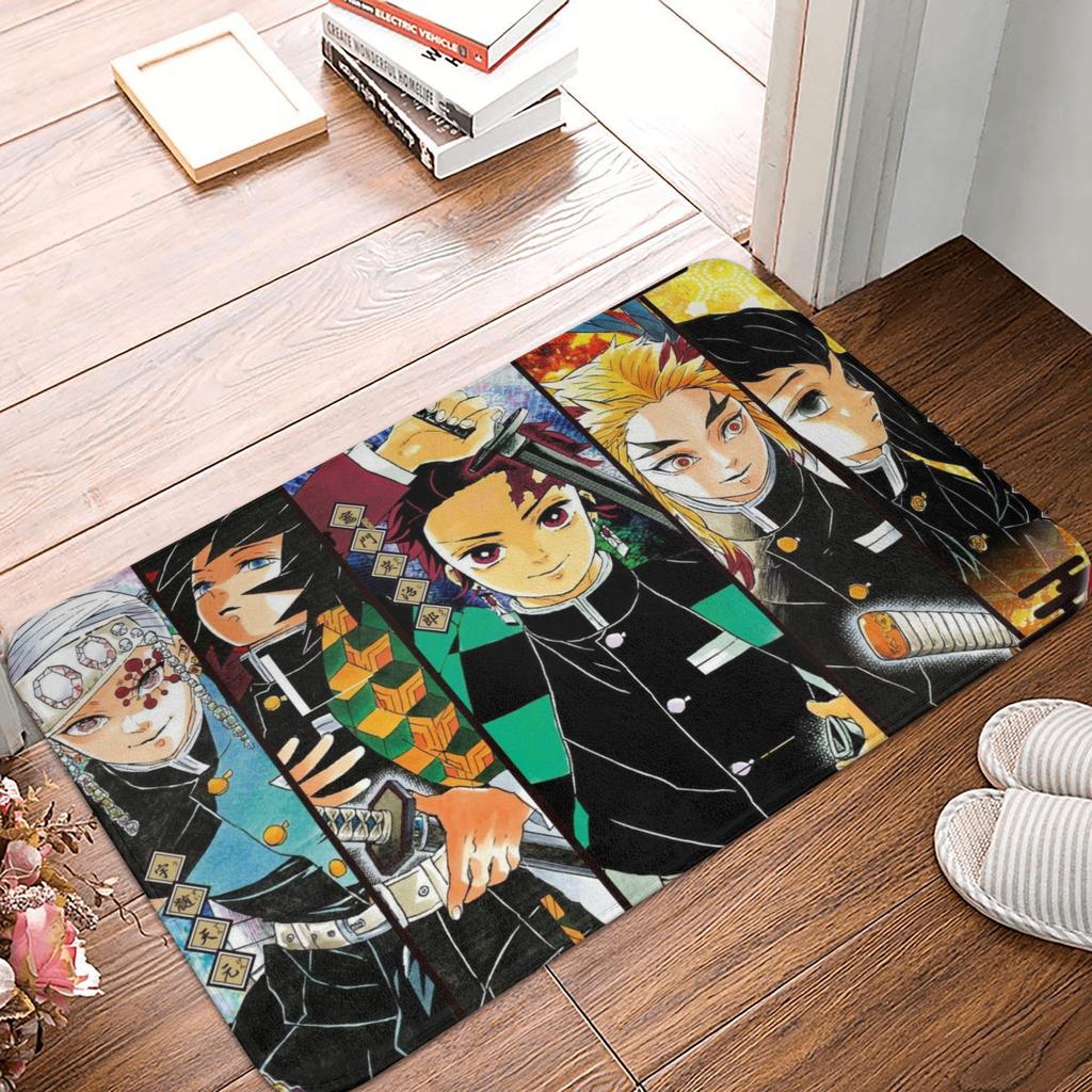 Demon Slayer Anime Doormat Anti-Slip Bath Kitchen Mat Garden Garage Door Floor Entrance Carpet Rug