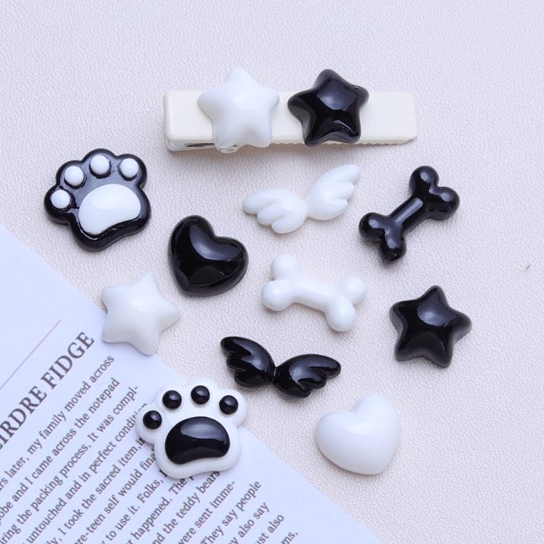 Mini Black & White Cartoon DIY Ornament Accessories Hair Clip Material Pack