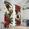 2 Stück, 2D-Flachdruck Vorhangstoff Weihnachtsornamente Festliche Feiertag_b (3) Vielseitiger Stoff (ohne Stange) Dekorationen